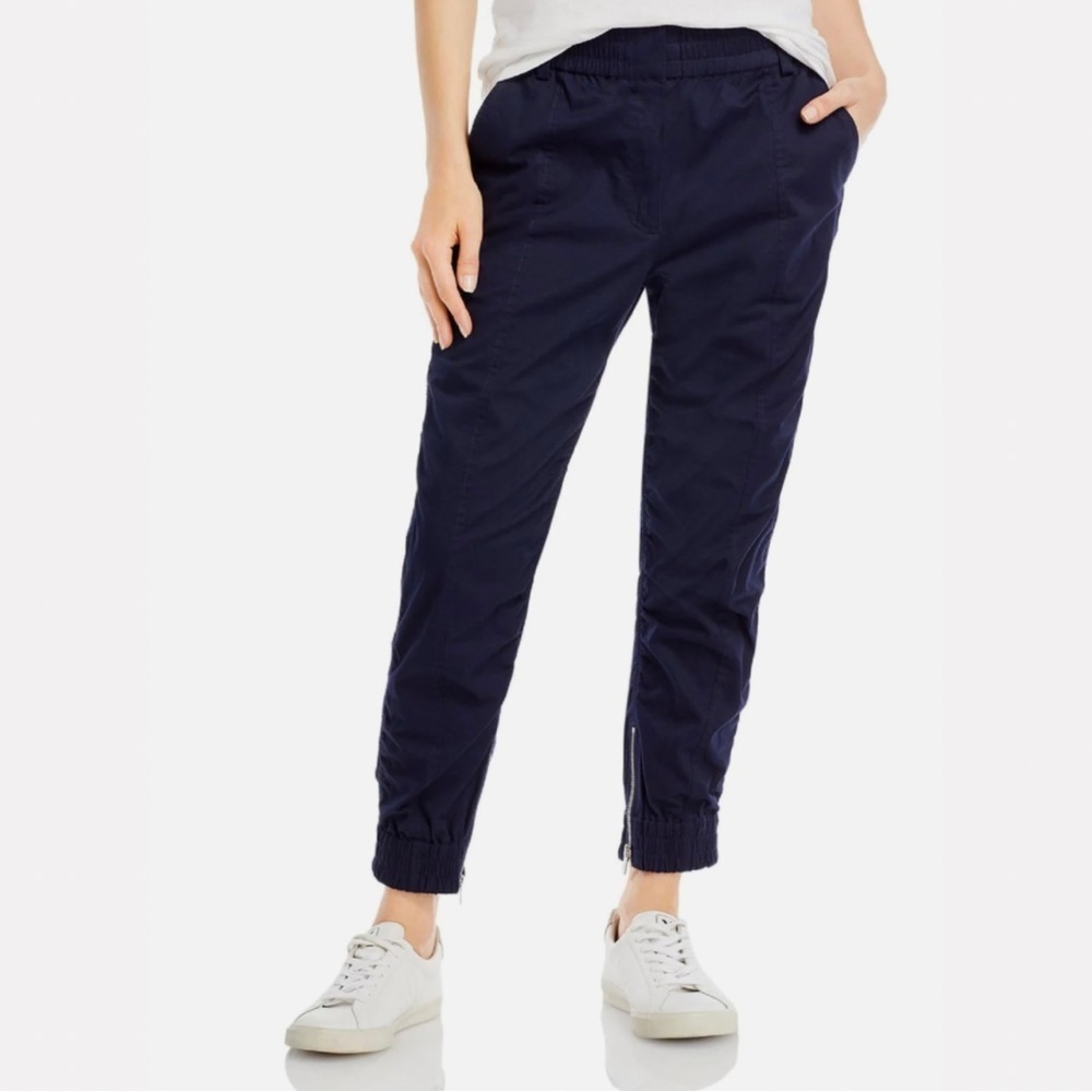 NWOT Derek Lam 10 Crosby Phoenix Navy Ruched Zip Hem Jogger Pants, size 6